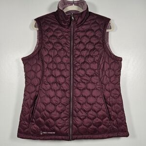 Free Country Purple Reversible Fleece Quilted Puffler Zip Front Vest Size Large